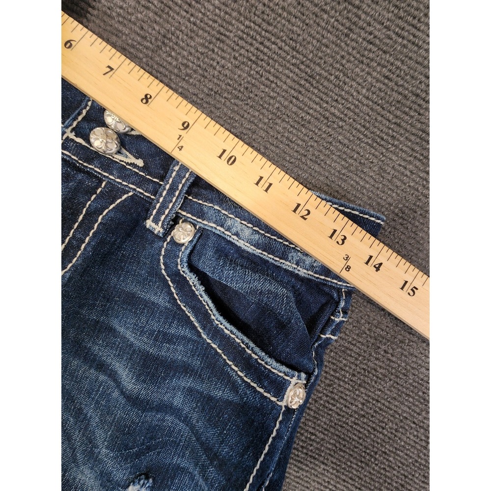 Miss Me Bootcut Jeans Women 28 Blue Embellished Pocket Y2K - Picture 13 of 15